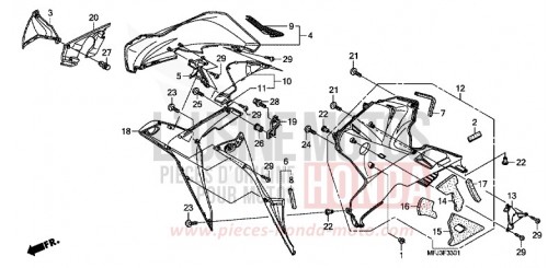 UNTERE VERKLEIDUNG (R.) (CBR600RR9,A,B/RA9,A,B) CBR600RAA de 2010